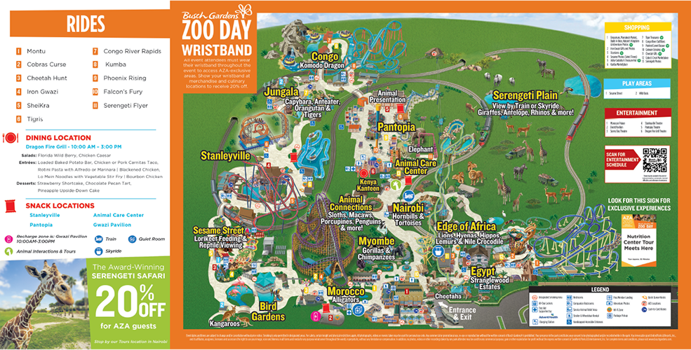 Map of Busch Gardens Tampa Bay