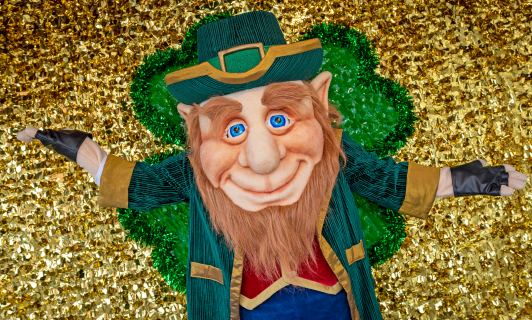Meet Clancy the Leprechaun at Busch Gardens Williamsburg St. Patrick's Day Celebration.