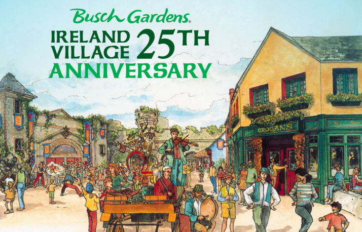 Busch Gardens Ireland Village 25th Anniversay logo