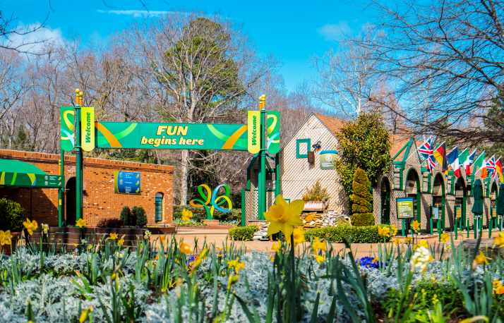 Front entrance of Busch Gardens Williamsburg during Passport to Thrills.
