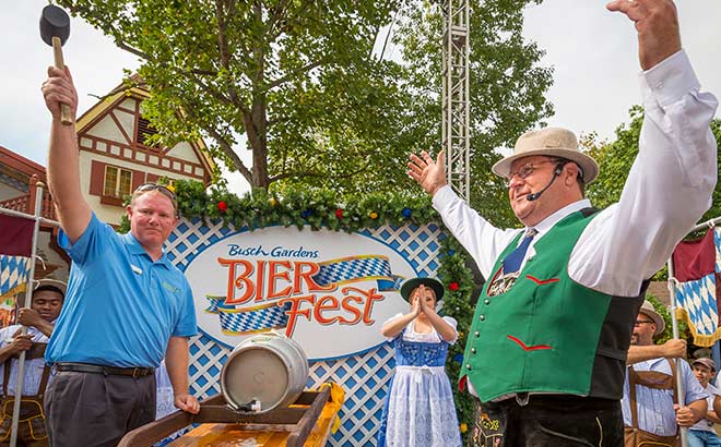 Tapping of the Firkin Keg at Busch Gardens Bier Fest