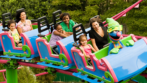 Sesame Street Forest of Fun includes a show with the characters, photo opportunities, kids rides, playground, and  water play area.